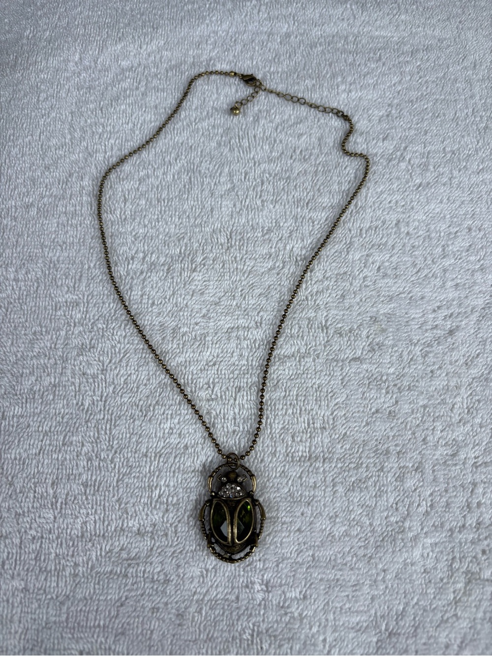 Vintage Egyptian Revival Scarab
Beetle Pendant Necklace - Antique Emerald Green - Picture 5 of 6